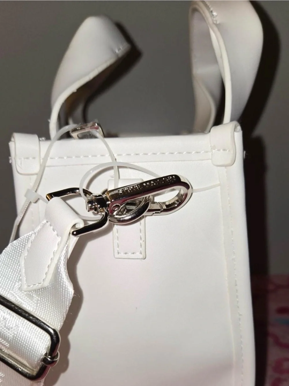 Steve Madden White Clear-Panel Crossbody Tote